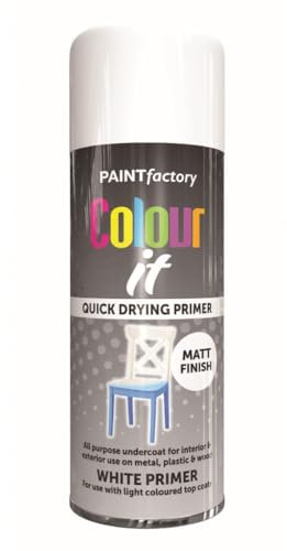 RAPIDE PF Colour It Spray Primer White 400ML - Quick-Drying High-Performance Primer | Interior & Exterior Use | Ideal for Metal, Plastic, and Wood Surfaces