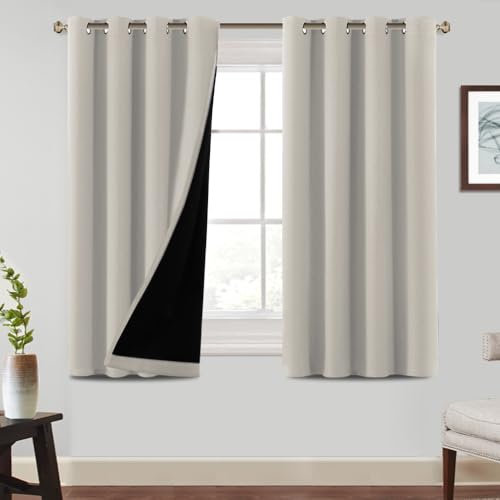 BellaHills Wohnzimmer Gardinen Modern Ösenvorhang Verdunklungsvorhänge für Schlafzimmer Gardinen Blickdicht Blackout Curtains H145xB140cm Pumice Stone