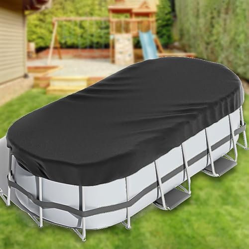 Walkervo Housse pour Piscine Ovale Bâche 4 Saisons pour Piscine Hors Sol Bâche Protection pour Piscine 420D Couvertures De Piscine Carres pour Réservoirs Spas Et Piscines Hors Sol,13ft*7ft
