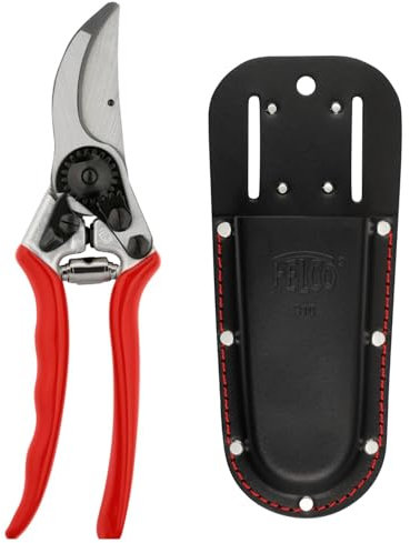 FELCO Set mit Gartenschere FELCO 11 und schwarzem Gürteletui 910, Schnitt bis 25 mm, Präzisionswerkzeuge für Gartenarbeit