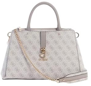 GUESS Femme Zamira Luxury Satchel Cartable, Logo Taupe foncé, Taille Unique