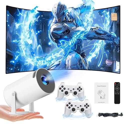 Y5S Retro Video Game Projector 64G,Built-in 10000 3D Games,1280 * 720P,180° Rotatable,4K Mini Projector and Game with 2 Wireless Controllers,HD Output,5G WIFI and Bluetooth,Android 11,home,office