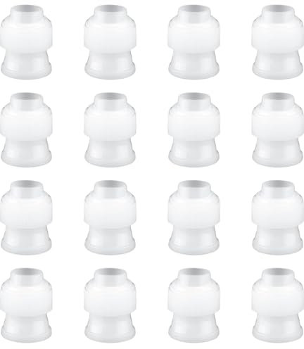 16uds Acopladores para Mangas Pasteleras, Acopladores Estándar de Plástico para Decoración de Tartas Acopladores Blancos para Boquillas de Glaseado Acopladores para Mangas Pasteleras