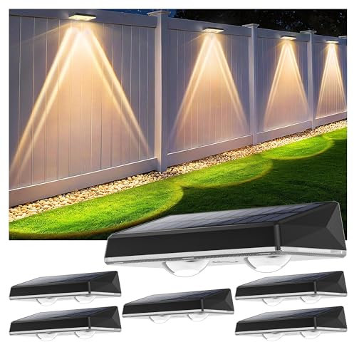 Delaiglow Applique Murale Extérieur Solaire Étanche IP67, 6 Unité Lumiere Solaire Exterieur Blanc avec 3 Modes Lampe Solaire Exterieur Puissante pour Cour, Jardin et Clôture