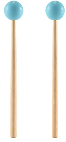Qusedwey 2Pcs Soft Rubber Sticks Wood Handle Bell Mallets for Glockenspiel Xylophone Bell Music Instruments Parts Green