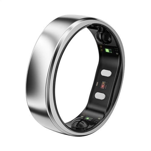 RingConn Gen 2 Air, Ultra-schmaler AI-Smart Ring, 10-Tage Akkulaufzeit, Schlaf/Stress/HR-Tracker, Smartringe für Herren & Männer, IP68 wasserdichtes, kompatibel mit iOS & Android (Galaxie Silber, 8)