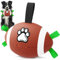 HETOO Hundespielzeug, Hundeball mit Nylon Seil, Premium Rugby Spielzeug für Mittlere Große Hunde Indoor & Outdoor Unterhaltung (Braun Weiß)
