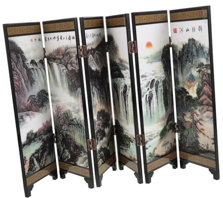 Kisangel Japanische Raumteilerplatte Aus Holz Transparenter Paravent Mini-faltraumteiler Ankleide-raumteiler Chinesische Wandteiler Schreibtisch-paravent Feng-Shui-Ornamente