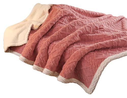Milch-Fleece-Decke, lange Decke für Bett, Sofa, Couch, Camping und Reisen, warm, wendbar, Überwurfdecke, Schlafzimmer-Dekoration