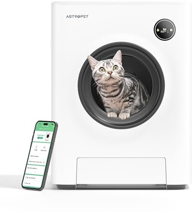 AstroPet Selbstreinigende Katzentoilette mit App-Steuerung, 68L Katzenklo Selbstreinigend, Fünffacher Sicherheitsschutz, Automatischer Katzenstreuwechsel,Große Fassungsvermögen für Mehrere Katzen