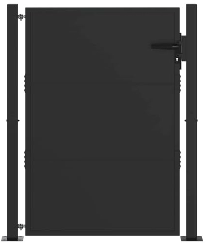 vidaXL Gartentor Schwarz 110 x 130 cm Pulverbeschichteter Stahl, Moderner Gartenzaun, Stahltor, wetterfestes Entrée, rechteckiger Terrasse, stilvoller Zugang draußen
