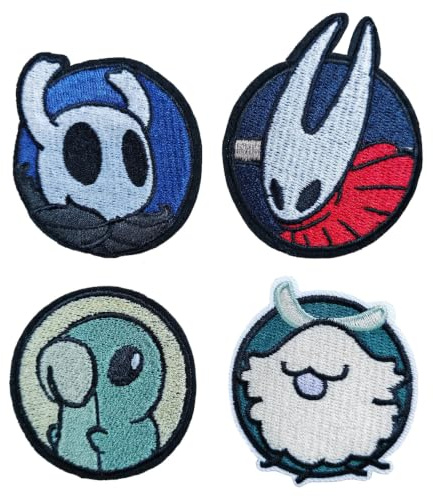 KLORIZ 4 PCS Hollow Knight Embroidered Iron On Patch Silk Song Applique Badge Accessories