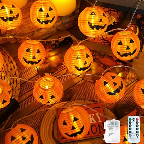 CHENBOOW Halloween Lichterkette,Dekorative Lichter 4m,Halloween Dekoration,Party Lichterkette,Kürbis Windlicht,Kürbis Lampion,Kürbislaterne,für Karneval,Fasching,Mottoparty,Allerheiligen