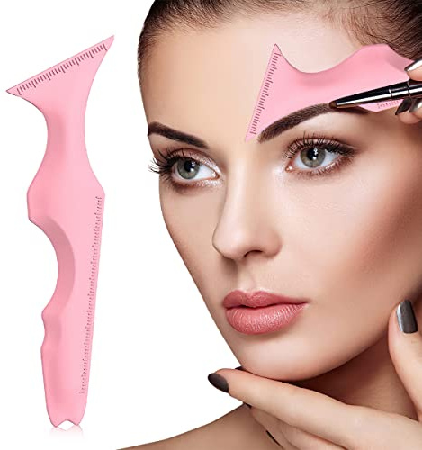 dellyy Eyeliner Hilfe Silikon, Schönheitslineal aus Silikon, Make-up Schablonen, Eyeliner Lineal, Multifunktionales Schminkhilfe Geeignet für Make-up-Anfänger und -Experten (Rosa)