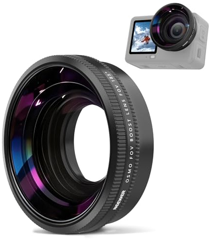 NEEWER Wide Angle Lens Compatible with DJI Osmo Action 6 Only | 185° FOV, Multicoated HD Optical Glass, 4 Elements 4 Groups, Screw on, Action Camera Lens Photography Accessories, FL-B52