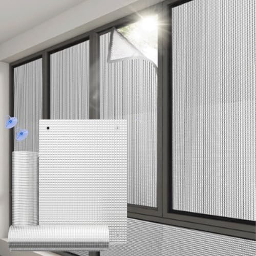 Sun Room No Edging Aluminum Foil Window Film with Suction Cup, Reusable Blackout Privacy Window Tint, Reflective Insulation Window Tint for RV Car Sun Room Bathroom(70x125cm)