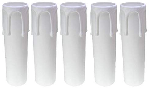 AMBROS - Kristall 5X E14 Fassunghülse ~ Kerzenhülse 90mm Kunststoff Weiß 27 /29mm