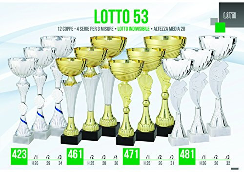 Grafilandia Coppe per premiazioni Sportive - Lotto 53: 12 Coppe - 4 Serie per 3 Misure