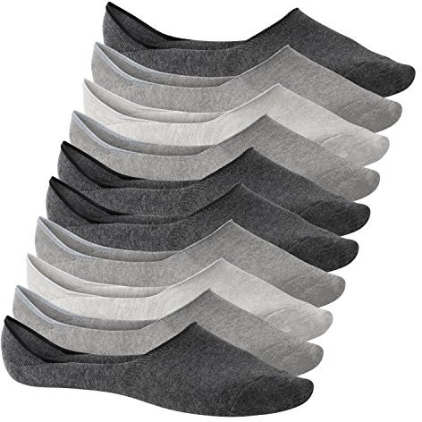 Footstar Damen und Herren Füßlinge (10 Paar) No Show Footies mit Anti-Slip - Sneak-it! - Classic Grey 35-38