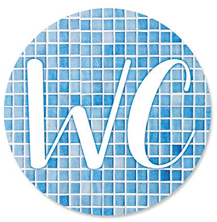 Logbuch-Verlag Placa WC Puerta de baño de Aluminio Color azul y blanco 15 cm - Cartel WC Puerta - Pegatina Puerta baño WC