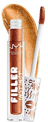NYX Professional Makeup Lipgloss, Filler Instinct Plumping Polish, Glitzernder Lippenstift, Vegane Formel, Feuchtigkeitsspendend und pflegend, 2,5 ml, Farbton: Copper Gold