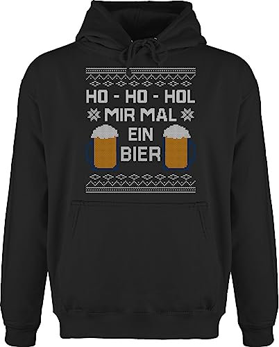 Hoodie Herren Pullover Männer - Weihnachten Geschenke Christmas Bekleidung - Ho Ho HOL Mir mal EIN Bier - 4XL - Schwarz - Weihnachtspullover weihnachspullis weihnachtsmotiv hoho ma Pulli