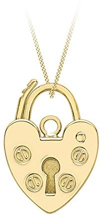 CARISSIMA Women's 9ct Yellow Gold Padlock Pendant on Curb Chain - 46cm/18' (Large)