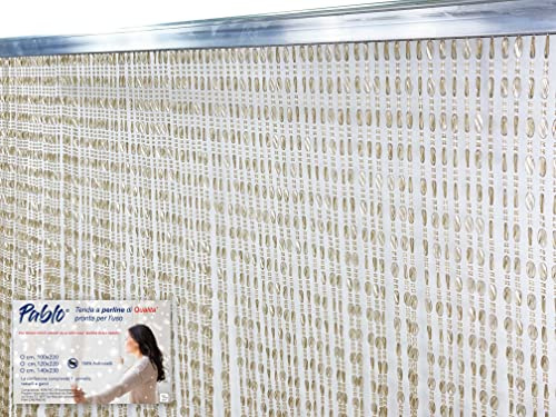 tex family Pablo © Rideau à Perles Anti-Insectes, en PVC, Anti-Bruit, Barre Metallique (Cm. 140x230, Beige)