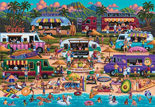 Buffalo Games - Pun Fuzzles - Hawaiian Food Truck Festival Age 14+ - 2000 Piece Jigsaw Puzzle