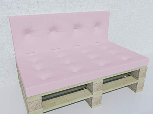 ALOHA Palettenkissen Outdoor Palettenauflage Palettenpolster Auflage für Europaletten Indoor und Outdoor (Pink / 120x80x8cm + 120x40x8cm / Sitzkissen + Rückenkissen / + Steppung)