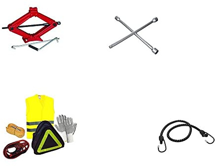 Kompatibel mit Nissan Pulsar Set für Autos, Wagenheber, Handschuhe, Batteriekabel, Abschleppseil, Blinker und Kreuzschlüssel, SOS-Produkte für alle Fahrzeuge.