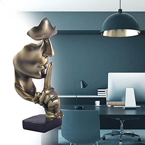 WMLBK Abstrakte Retro Skulptur Stille ist Golden Charakter Büro Deko Figur Geschenk Haushalt Restaurant Dekoration Ornamente(28,5 cm)