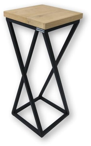 holz4home® Dekoständer 50 cm Gedrehte Streben I Eichenholz Natur Geölt I Blumenständer I Höhe: 50 cm I Dekosäule mit Stahlrahmen I Fertig montiert und geölt