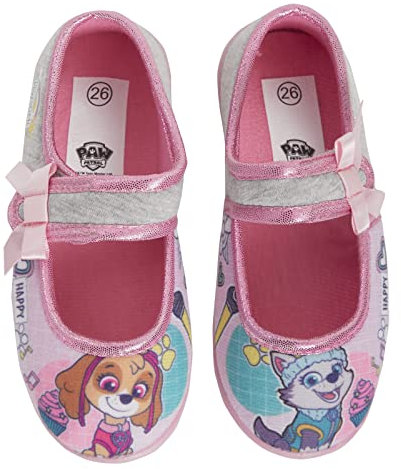Paw Patrol Mädchen Hausschuhe Kinder Skye und Everest Hausschuhe Stiefel einfach zu befestigen Glitzerriemen Ballett Haus Schuhe, rose, 29 EU