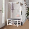 WPPTNSFY Metal Coat Rack with Shoe Bench and Hook, Multifunctional Entry Bench with Coat Rack, Easy to Assemble for Living Room, Hallway 80/100 * 33 * 172CM