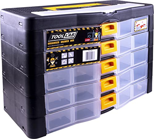 Modular Multi Drawer Storage Box with Lid. Tool Storage, Tool Organiser with pull out Drawers.Modular Cabinet. (260x390x190mm - 5 Storey)