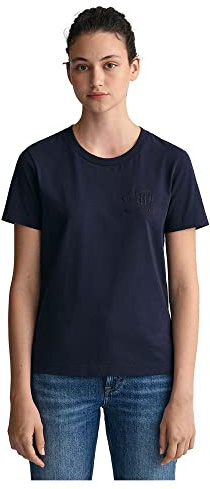 GANT Womens Tonal Shield Short Sleeve T-Shirt Evening Blue S