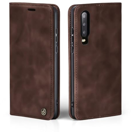 LBH Handyhülle für Huawei P30 in Dunkelbraun mit Karten- und Geldfach Smartphone Hülle mit Standfunktion Flip Case Schutzhülle Magnetverschluss Vintage