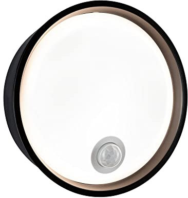 Paulmann 94698 LED Außenleuchte Wandleuchte Platomo Bewegungsmelder seewasserresistent IP44 rund 180mm 3000K 14,5W 1200lm Schwarz Kunststoff