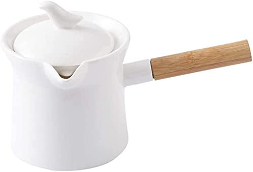 Olla de Leche Mini Lechera Antiadherente Cerámica Lechera con Mango De Madera Cazuelas con Caño Flor Tetera-300ml (Size : 750ml)