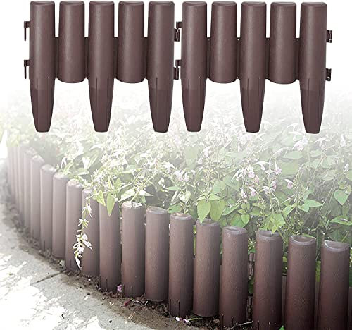 LARS360 8,4m Rasenkante Kunststoff Holzoptik Beeteinfassung Mähkante Garden Border Wetterfest Gartenpalisade Beetzaun 1 Element (L x H): 28 x 24cm Braun, LARS-(HAG8434C)-ND