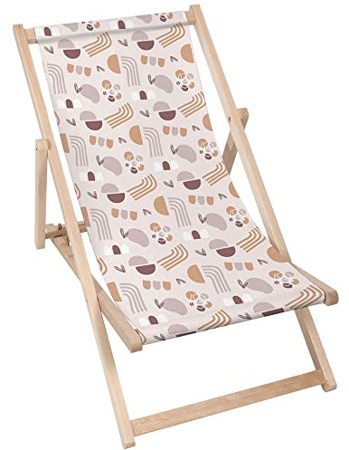 DreamRoots Liegestuhl Klappbar Holz aus Buchenholz, bis 130 kg belastbar, 3-Fach verstellbare Rückenlehne, waschbarer Polyesterbezug