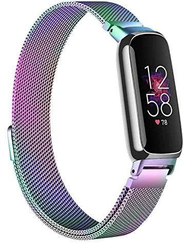 Gimuk Strap Compatible with Fitbit Inspire 3 Strap, Adjustable Stainless Steel Loop Metal Mesh Magnetic Replacement Wristband Strap for Fitbit Inspire 3 Fitness Tracker for Women Men, Small Large