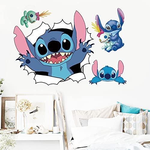 LXJYMFZI 3D New Cartoon Wall Decal Stitch Wall Stickers Self-Adhesive Wall Sticker for Girls Room Bedroom Living Room Art Home Decor Size??40X60cm? (LX25-X02)
