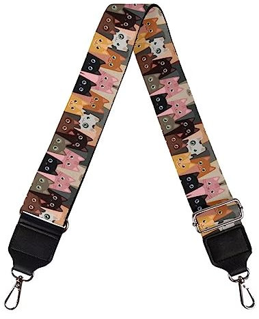 Jeiento Cute Cartoon Cats Wide Shoulder Strap Replacement Camera Shoulder Strap Handbag Strap Guitar Style Bag Strap with Metal Hooks,5 cm Wide