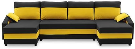 Sofini Ecksofa Sparta Plus mit Schlaffunktion! Best Ecksofa! Eckcouch mit Bettkästen! Wohnzimmer möbel, polstermöbel. Schlafcouch mit Kissen, bequem mit stauraum (MIKRO 15 + MIKRO 21)