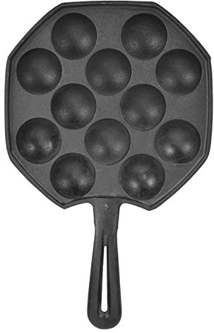 lesiega Aebleskiver/Ebelskiver Padella per Pancake ripiena Antiaderente in ghisa 12 Tazze Padella sferica per Pancake Resistente in Metallo per sfoglia di Uova ripiene danesi per la casa
