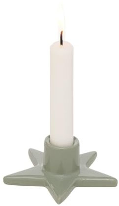 Kerzenständer Kerzenleuchter Odessia Für Stabkerzen Stern Form Dunkelgrün Keramik Weihnachtsdekoration Winterdekoration Adventsdeko 11 x 4,5 cm