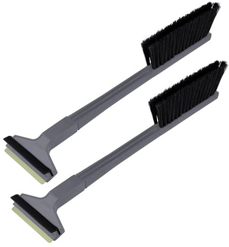 [ 2 Stück ] - Eiskratzer Auto mit Besen Murska Auto Schneebesen mit Eiskratzer Messing Eiskratzer Besen Auto Kratzer mit Besen Scheibenkratzer Schneebürste Schneefeger (2x L&P A056 Schwarz Grau)