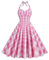 Robe Rockabilly Pin Up à Carreaux Audrey Hepburn 1950s - Robe De Cocktail Vintage à Bretelles - Jupe Mi-Longue Trapeze Pour Femmes